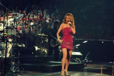 Celine Dion performs during her Taking Chance World Tour on January 6, 2008.