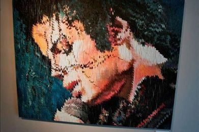 Una obra que forma parte de la exposiciÃ³n "Recordando a Michael Jackson", con trabajos creados por fans del artista fallecido y varios artistas surcoreanos.