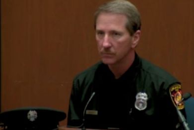 Paramedic Richard Senneff is seen in court room video testifying on September 30, 2011 during the involuntary manslaughter trial of Dr. Conrad Murray, the former personal physician to Michael Jackson.