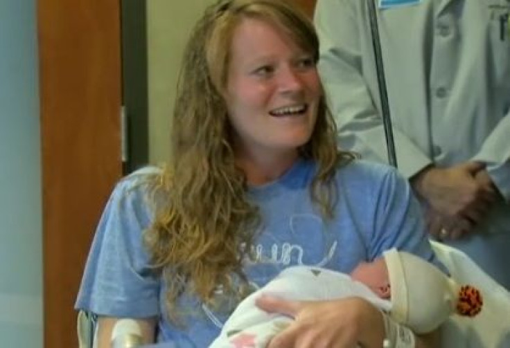 27-year-old Amber Miller and her daughter June.