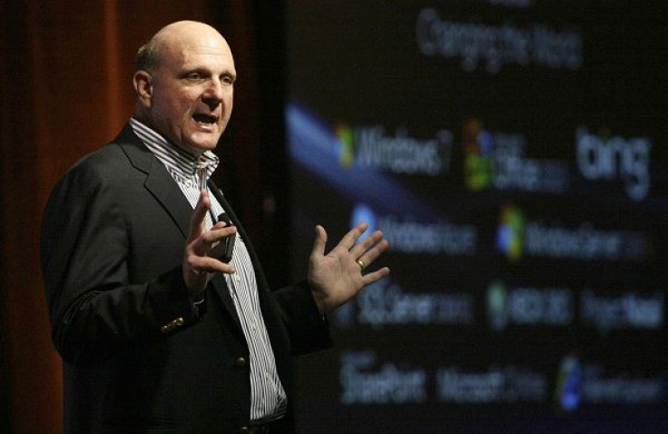 Steve Ballmer, chief executive officer at Microsoft, speaks at the Financial Analyst Meeting in Redmond, Wash. July 30, 2009.