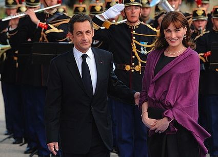 French President Nicolas Sarkozy and First Lady Carla Bruni-Sarkozy attend an official dinner at the Petit Palais in Paris, France for the 'Paris Summit for the Mediterranean' on July 13, 2008.