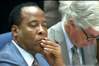 Dr. Conrad Murray and his lead attorney Ed Chernoff during trial on October 24,2011.