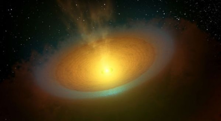 This artist's concept illustrates an icy planet-forming disk