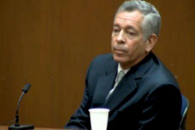 Dr. Robert Waldman, seen in an L.A. Superior Court TV feed, testifies in court on October 27, 2011.