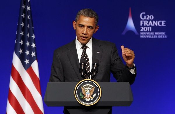 U.S. President Barack Obama addresses during a news conference on the second day of the G20 Summit in Cannes November 4, 2011.
