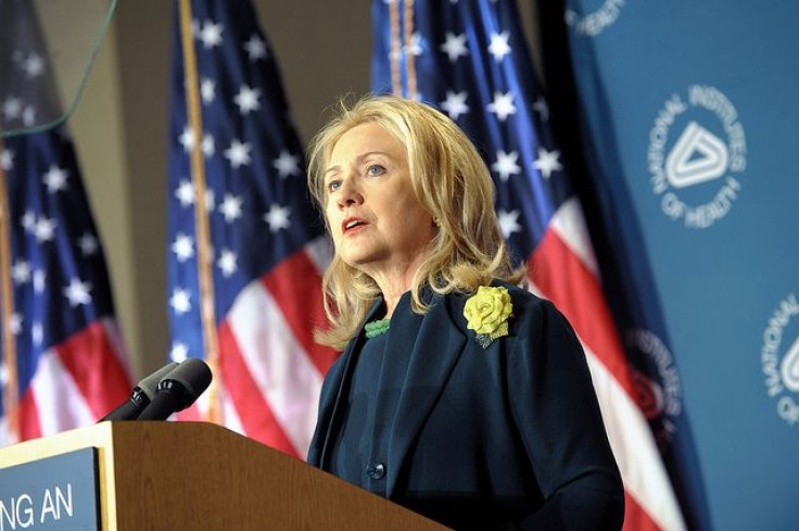 U.S. Secretary of State Hillary Rodham Clinton delivers remarks on the future of the global HIV/AIDS epidemic at the National Institutes of Health (NIH) in Washington, D.C., on November 8, 2011.