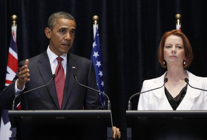 U.S. President Barack Obama and Australian Prime Minister Julia Gillard