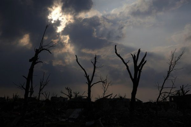 Bare trees stand in a destroyed neighborhood in Joplin, Missouri May 28, 2011.