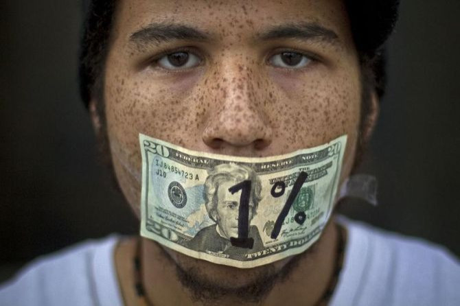 Roshan Bliss attends an Occupy Denver demonstration in Denver, Colorado.