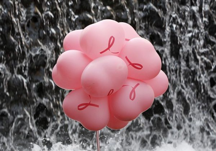 Pink balloons are displayed in front of an artificial waterfall during the &quot;Pink Ribbon&quot; breast cancer awareness campaign at Cheonggye Stream in central Seoul October 5, 2011.