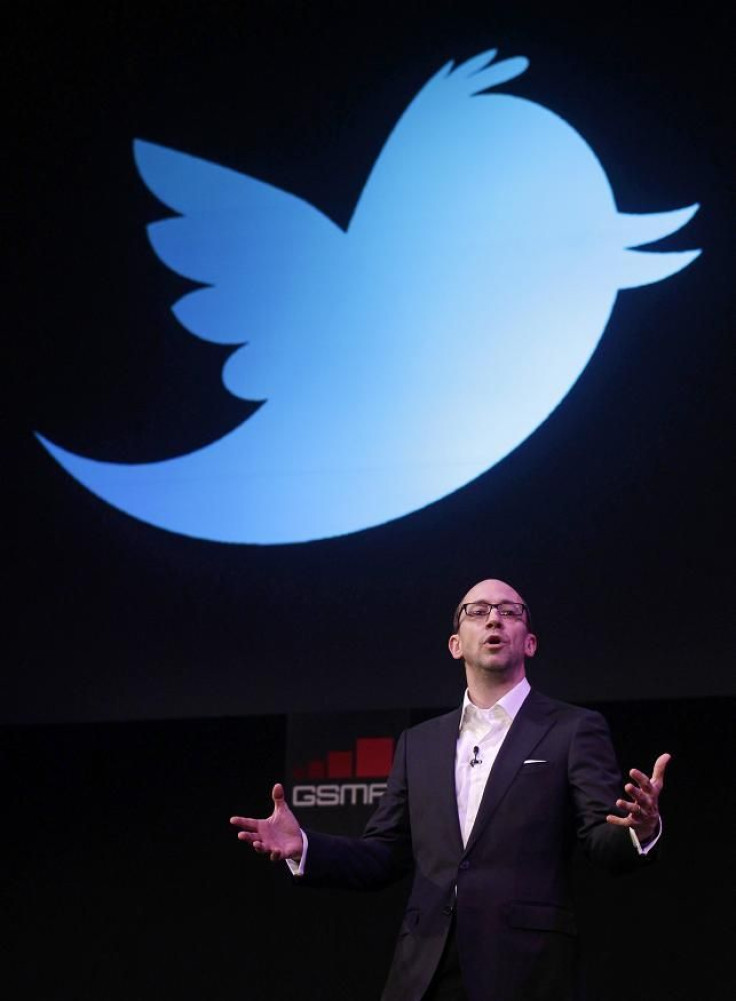 Twitter's CEO Dick Costolo gestures during a conference at the GSMA Mobile World Congress in Barcelona, February 14, 2011.