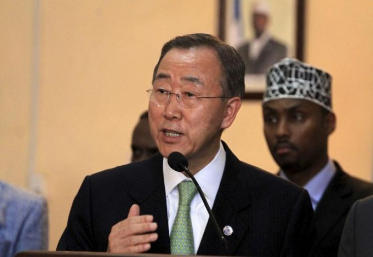 Secretary General of the United Nations Ban Ki-moon addresses Somali leaders in Mogadishu December 9, 2011.