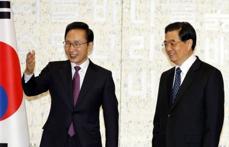 South Korea's President Lee Myung-bak, China's President Hu Jintao