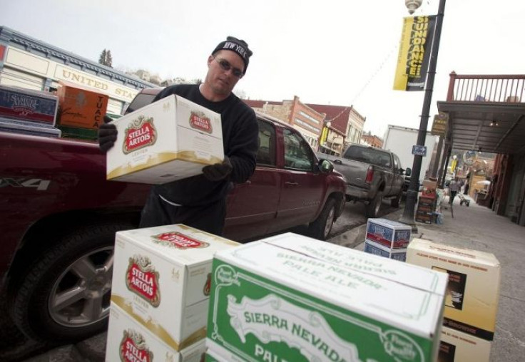 Troy Ruesch unloads alcohol for the &quot;No Name Saloon&quot; before the first day of Sundance Film Festival in Park City, Utah January 18, 2012.