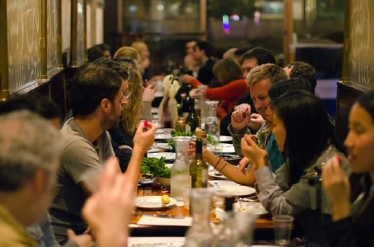 New York Gastronauts enjoy a lamb-themed dinner at Yemeni restaurant Bab Al Yemen in Brooklyn in this October 12, 2011 handout picture released to Reuters.