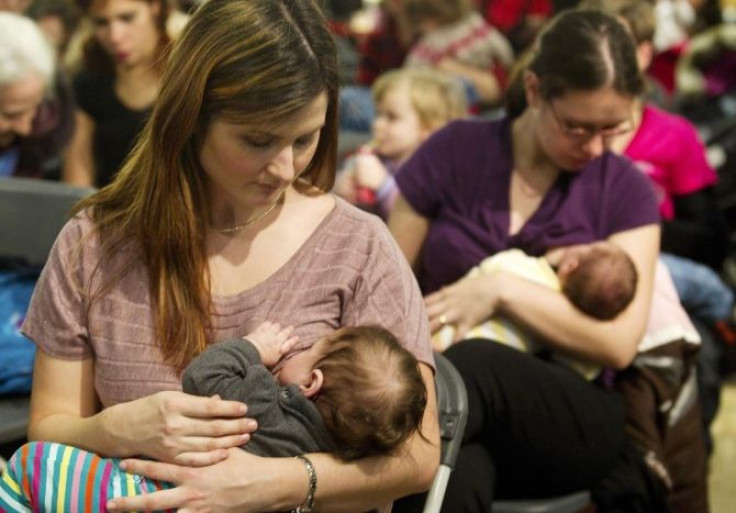 Mothers participate in a breastfeeding demonstration in Montreal January 19, 2011.