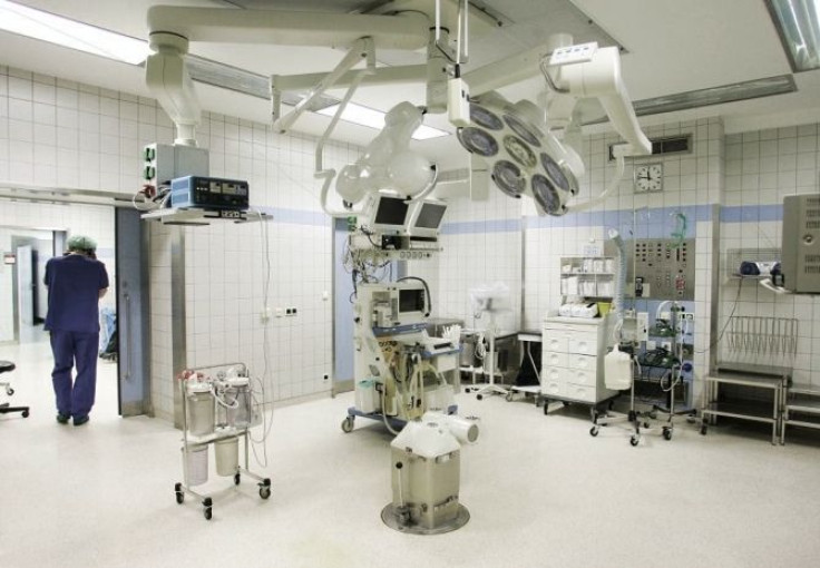 An empty operating theater is seen at the University hospital in western German city of Bonn