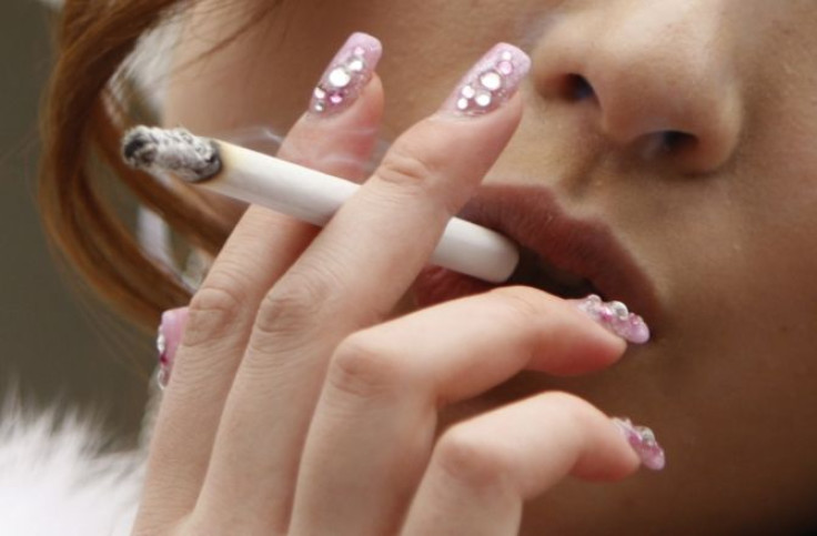 young woman smoking