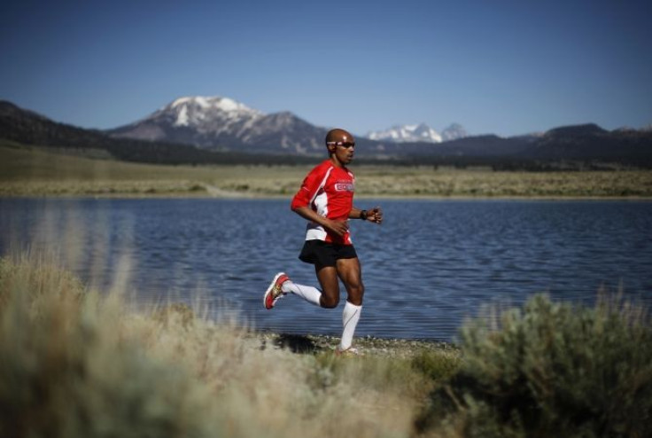 U.S. marathon runner Keflezighi trains for the London 2012 Olympics in Mammoth Lakes, California