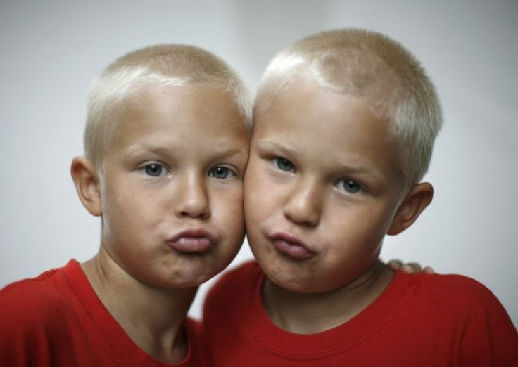 Identical twin brothers Mason and Hudson Forsyth are pictured at the annual Twins Days Festival in Twinsburg