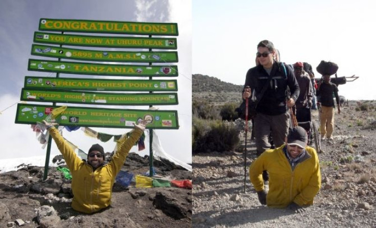 Spencer West from Toronto, Canada reached the 19,341ft high Mt. Kilimanjaro summit at Uhuru Peak on Tuesday afternoon.