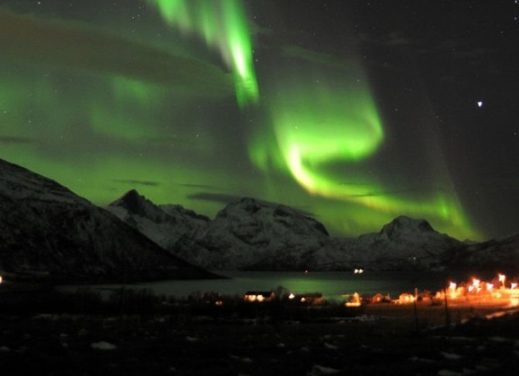 A general view of the aurora borealis near the city of Tromsoe in northern Norway.