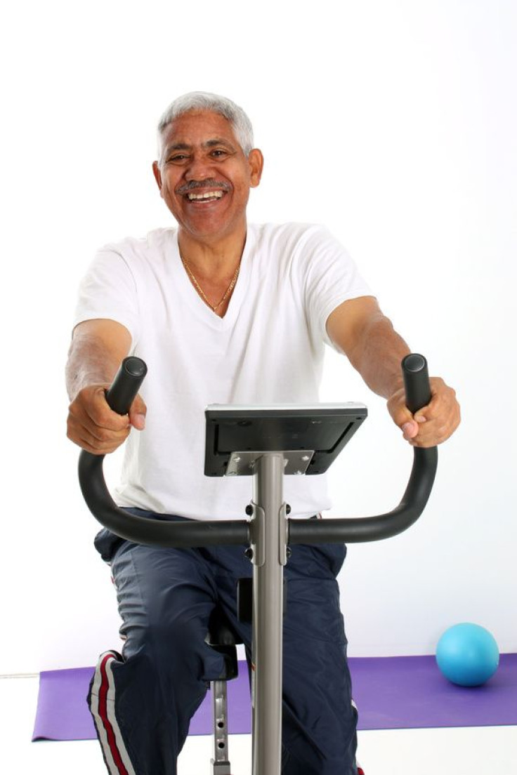 jolly exercising old man