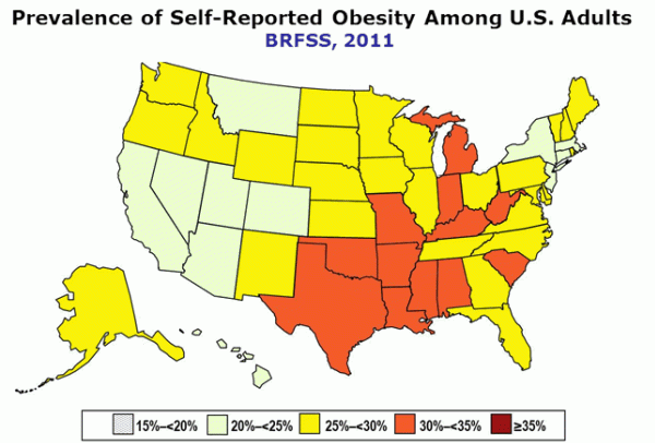 Obesity map of America