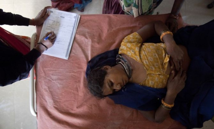 Indian woman in labor