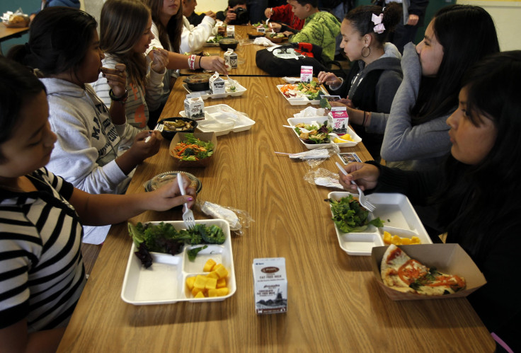 Children eat in school cafeteria