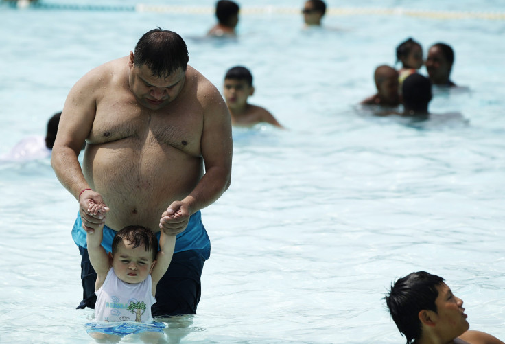 Obese man and child