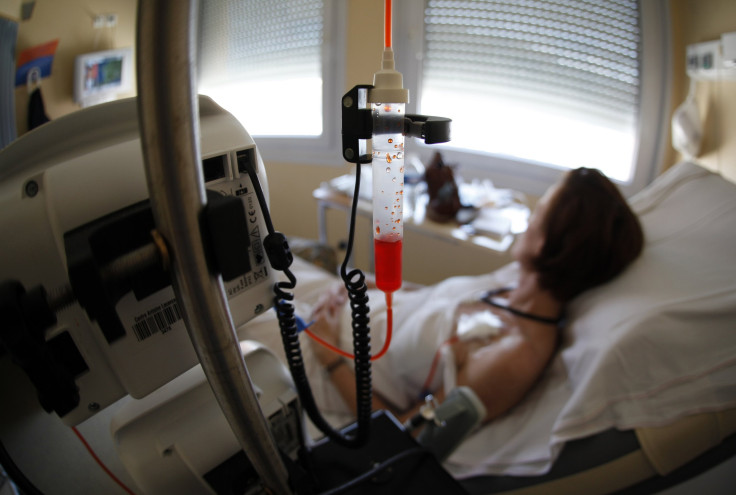 A patient receives chemotherapy treatment for breast cancer