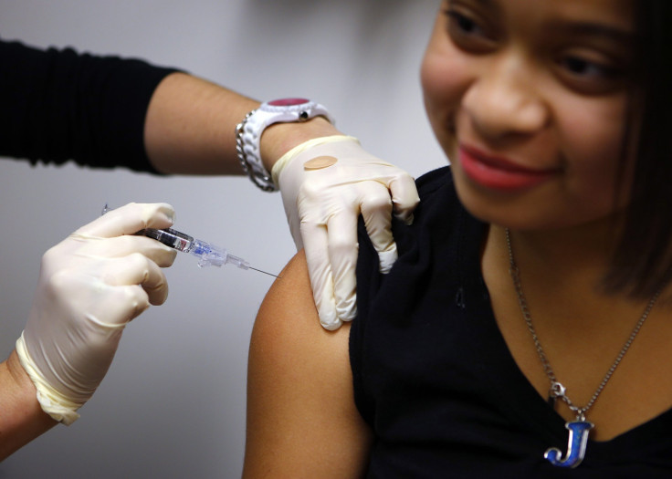 Girl gets influenza vaccine at Boston Children's Hospital, Jan 10, 2013