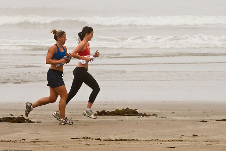 Two women jogging
