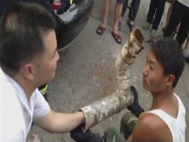 A newborn baby was found alive in a sewage pipe in China.