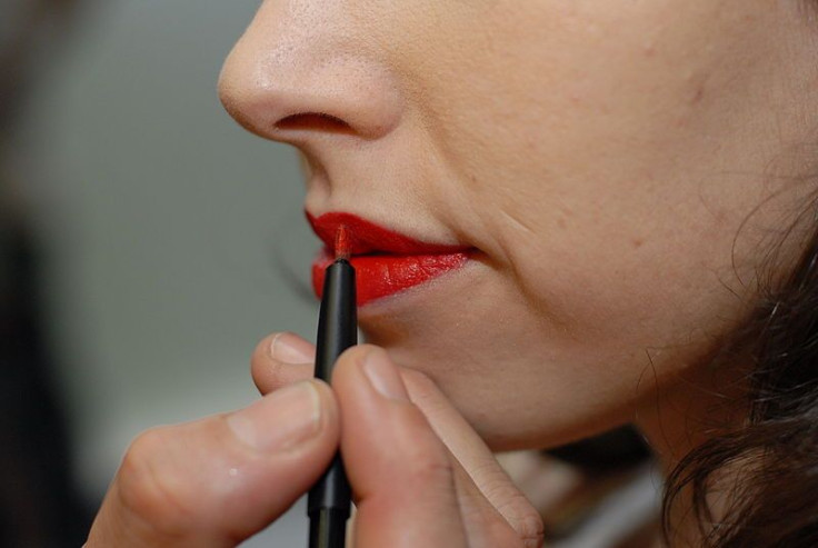 Lipstick on woman