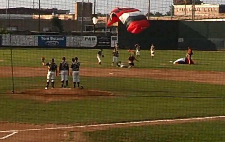 Skydiver Hits Baseball Player