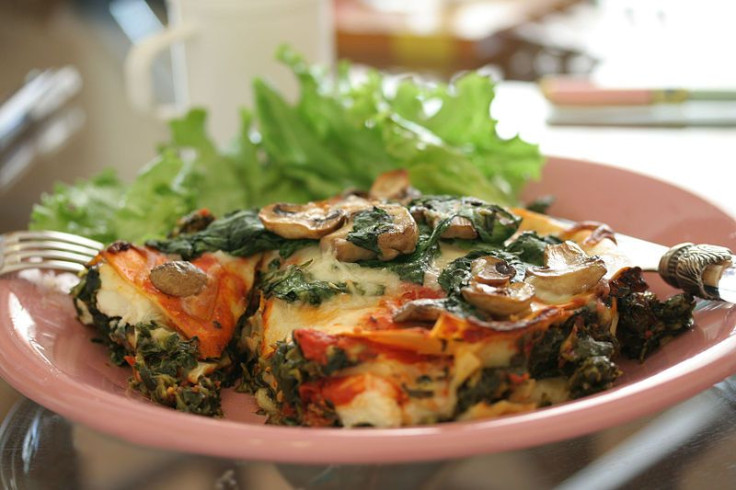 Mushroom, zucchini and spinach vegetable lasagna