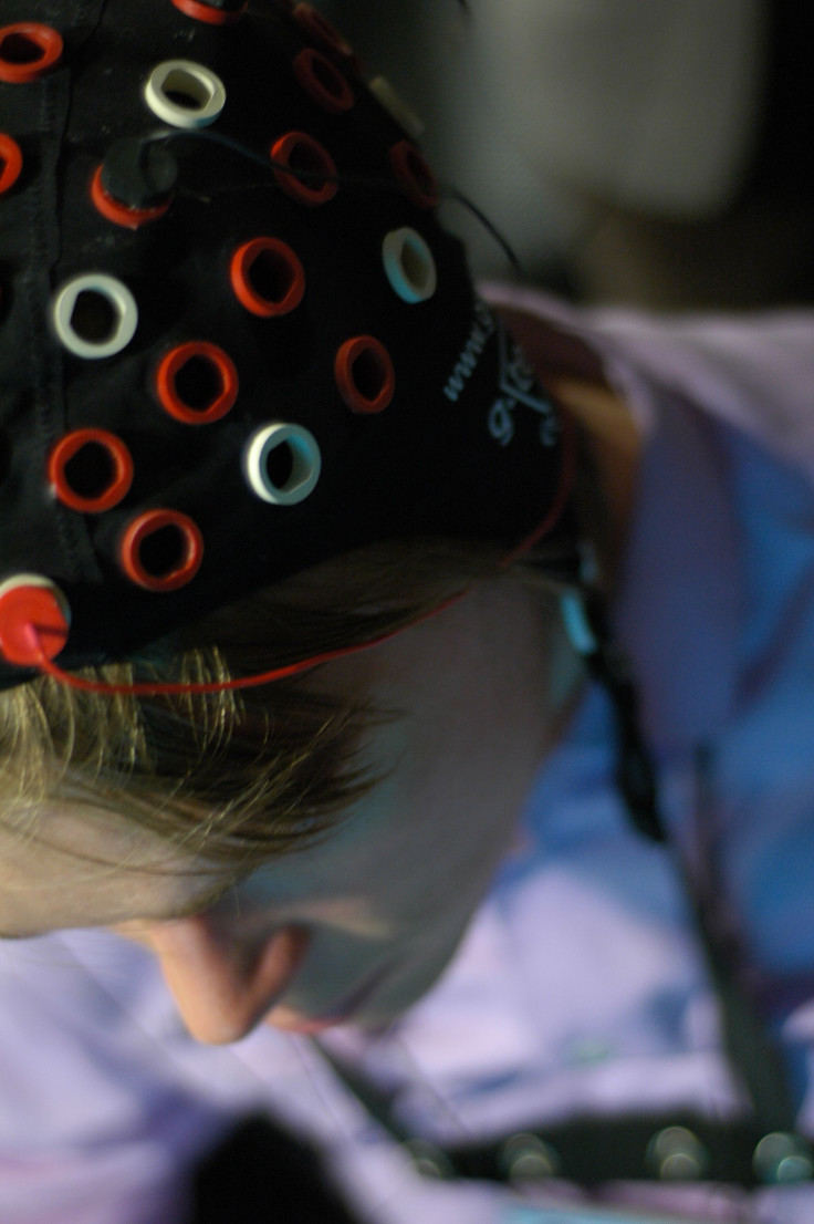 An EEG placed on a man's head.