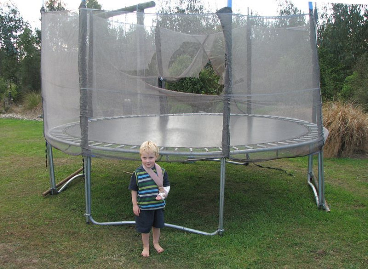 Little boy with trampoline injury
