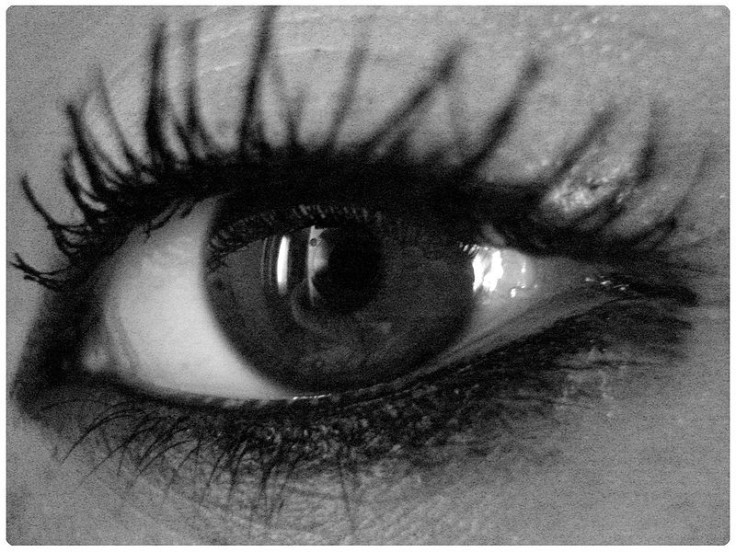 Mascara on a woman's eyes