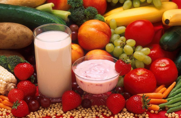 Fruits, vegetables, milk and yogurt