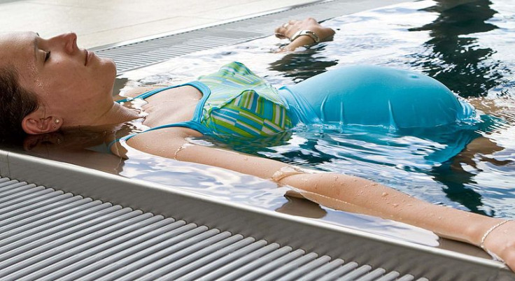 Pregnant woman in a hot tub