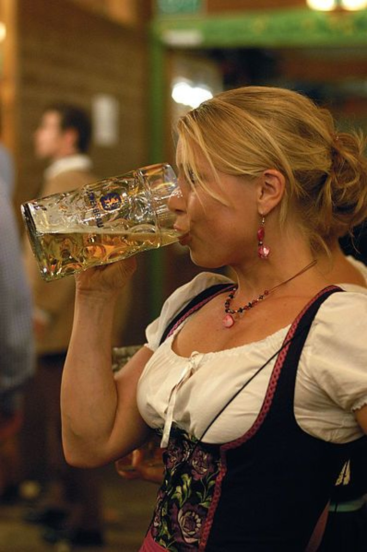 Woman drinking beer