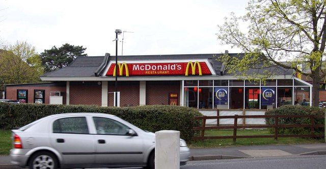 Car in front of McDonald's restaurant