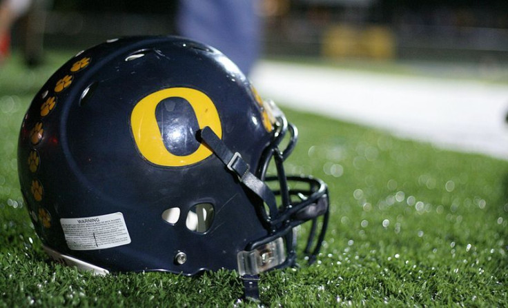 Football helmet on field