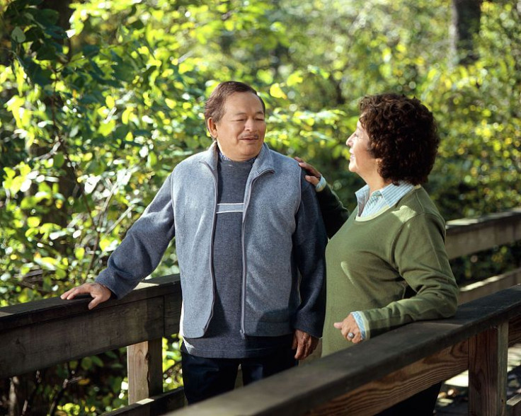 Couple walking outdoors
