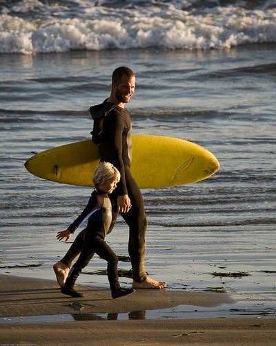 Father and son on the beach