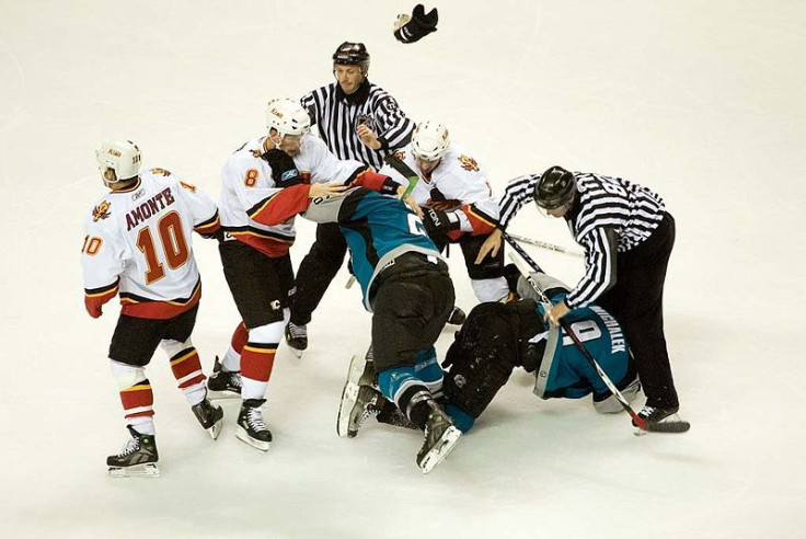 Hockey fight during game